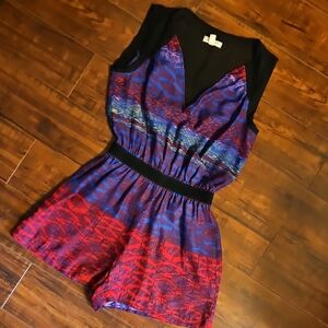 Cute Blue Red Shorts Romper